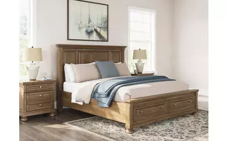 Ashley feddinger cal king rails with roll slats in medium brown