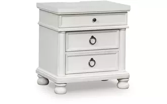 three drawer night stand rowlenstown antique white