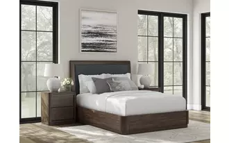 Ashley dilenno queen panel footboard w/slats in dark brown
