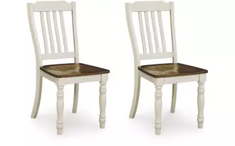 dining room side chair (2/cn) wirloni antique white/brown
