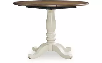 round drm drop leaf table wirloni antique white/brown