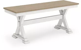 large dining room bench purlaney antique white/natural