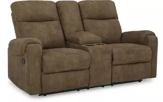 Ashley edenwold dbl rec loveseat w/console in brindle
