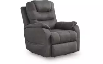 Ashley snowfield power lift recliner in gunmetal
