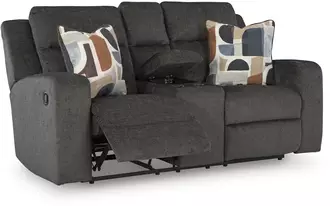 Ashley kanlow dbl rec loveseat w/console in dusk