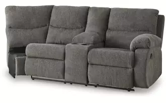 Ashley museum raf rec loveseat w/console in pewter
