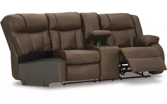 Ashley trail boys raf rec loveseat w/console in walnut