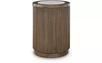 Ashley hadonna round end table in brown