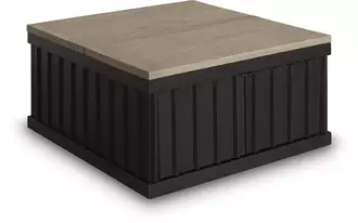 Ashley rylandyn lift top cocktail table in black/light brown