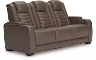 Ashley high impact pwr rec sofa with adj headrest in tobacco