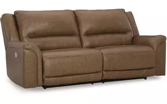 Ashley trasimeno 2 seat pwr rec sofa adj hdrest in caramel