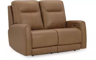 Ashley tryanny pwr rec loveseat/adj headrest in butterscotch