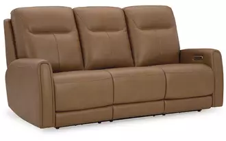 Ashley tryanny pwr rec sofa with adj headrest in butterscotch