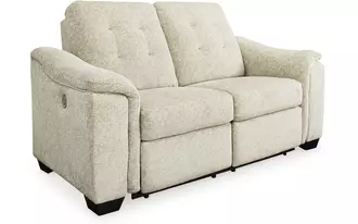 Ashley beaconfield reclining power loveseat in sandstone