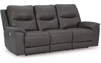 Ashley dearview pwr rec sofa with adj headrest in fog