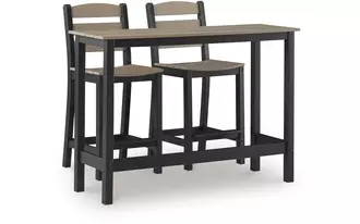 Ashley shoreline beach counter table set (3/cn) in black/beige