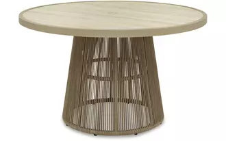 Ashley orchard beach round dining room table base in beige