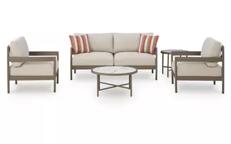 Ashley bluff trail love/chairs/tables set (5/cn) in beige