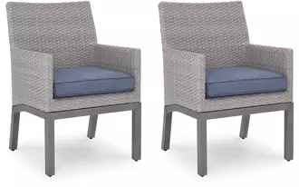 Ashley half moon beach arm chair with cushion (2/cn) in blue/gray
