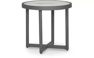 Ashley ocean beach round end table in gray