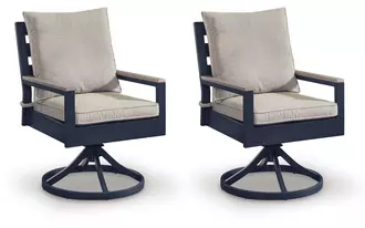 Ashley east beach swivel chair w/cushion (2/cn) in navy blue/driftwood