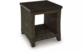 Ashley monterey point square end table in dark brown