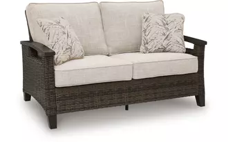 Ashley monterey point loveseat w/cushion in dark brown