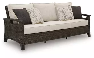 Ashley monterey point sofa with cushion in dark brown