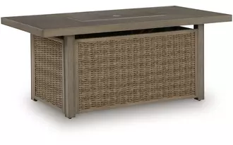 Ashley laguna heights rectangular fire pit table in beige
