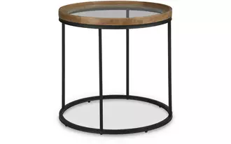 Ashley noraluna round end table in medium brown