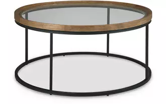 Ashley noraluna round cocktail table in medium brown