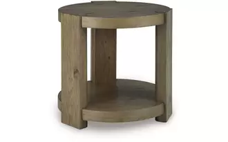 Ashley flangren round end table in light brown