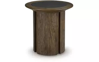 Ashley dontayne round end table in warm brown