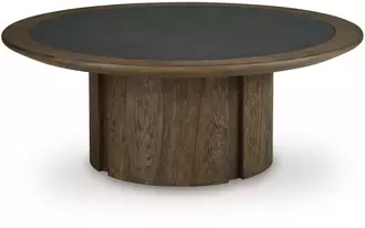Ashley dontayne round cocktail table in warm brown