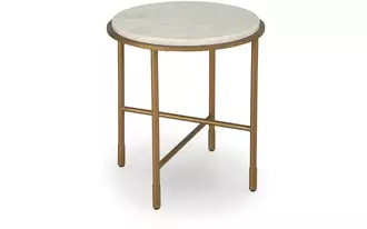 Ashley alben round end table in antique gold