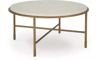 Ashley alben round cocktail table in antique gold