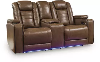 Ashley gruaro pwr rec loveseat/con/adj hdrst in amber