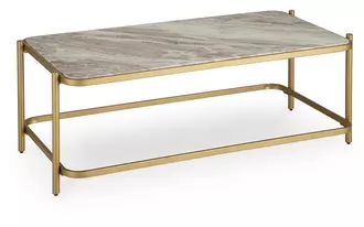 Ashley manor stone rectangular cocktail table in gold
