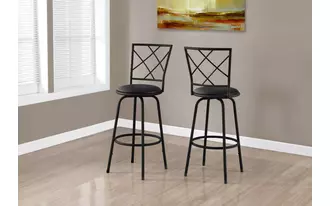 monarch specialties  barstool - 2pcs - swivel - black -black leather-look seat in 