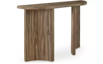 Ashley austanny sofa table in warm brown