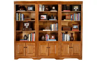 72 TALL OPEN BOOKCASE WITH DOORS, 2 RAISED PANEL DOORS, 3 ADJUSTABLE WOOD SHELVES, DECORATIVE MOLDING, PLAIN BASE*GLASS*NG*FINSISH*CC, DK, LT, MD, SO, UN, CR, CM 93472 93472 EAGLE