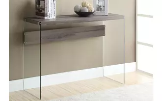 accent table - 44 l - dark taupe - tempered glass  