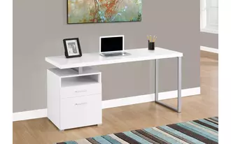 computer desk - 60 l - white - silver metal  