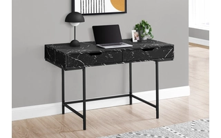 COMPUTER DESK - 48 L - BLACK MARBLE-LOOK - BLACK METAL I7552 I7552 MONARCH SPECIALTIES