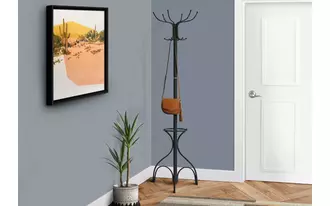 monarch specialties  coat rack - 70 h - black metal with an umbrella holder in 