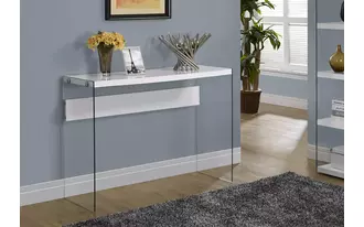 accent table - 44 l - glossy white - tempered glass  