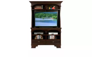 58 ENTERTAINMENT HUTCH WITH 52 OPENING, (HUTCH OPENING 52 X 33), 2 FIXED OPENINGS, CROWN MOLDING, ROPE MOLDING, BEAD BOARD DETAILING*GLASS*NG*FINSISH*BK, CC, CO, CM, CR, EC, GO, HG, IV, SW, UN, WH 11555 11555 EAGLE