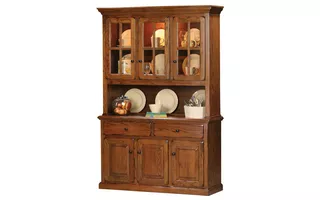 54 DINING HUTCH, 3 GLASS PANEL DOORS, 1 FIXED GLASS SHELF WITH PLATE GROOVE, DECORATIVE MOLDING, PLAIN BASE*GLASS*PL*FINSISH*BD, CC, DK, LT, MD, SO, UN, CR, CM 67355 67355 EAGLE