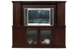 ENTERTAINMENT HUTCH WITH 54 OPENING, (HUTCH OPENING 54 X 32 1 2), 2 BEAD BOARD DOORS, 2 FIXED WOOD SHELVES*GLASS*NG*FINSISH*CC, CM, CO, CR, EC, GO, HG, IV, UN 75515 75515 EAGLE