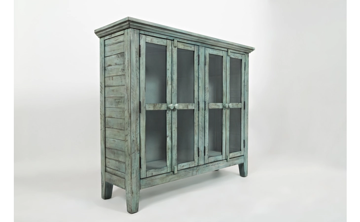 1615-48 RUSTIC SHORES COLLECTION - ASSEMBLED 4 DOOR HIGH CABINET W/GLASS PANEL DOORS - ASSEMBLED RUSTIC SHORES COLLECTION - ASSEMBLED